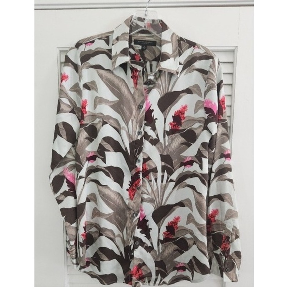 Banana Republic Dillon Shirt Button Down Long Sleeve Tropical Chiffon Size Small